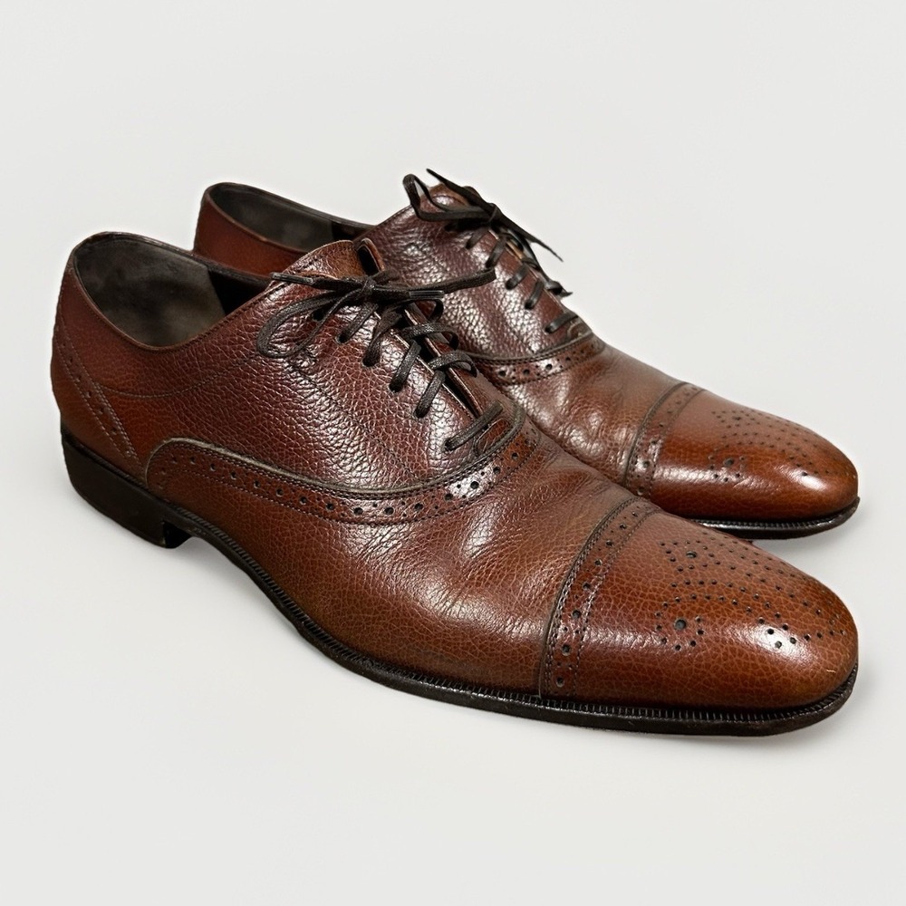 Authentic Salvatore Ferragamo Lane Cap Toe Medallion Oxfords shoes Men's 8D